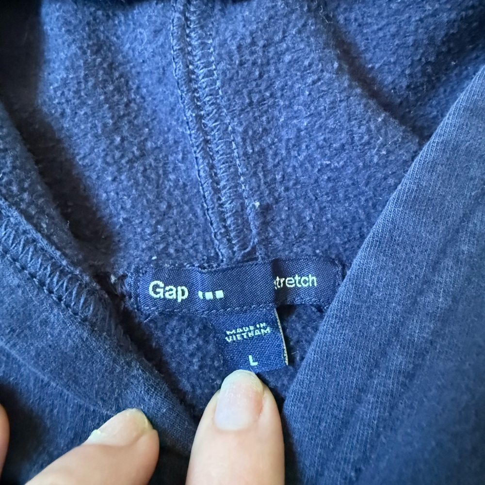 Vintage GAP Navy Sweatshirt Hoodie with Lime Green Logo Size L - Picture 4 of 5